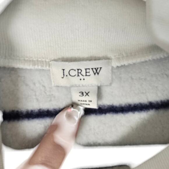 J.Crew Womens Striped Wide Button Collar Tunic Sweatshirt Cloudspun Fleece Sz 3X - Picture 4 of 6